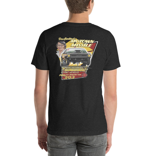 Motown Missile Cuda Unisex t-shirt design on back