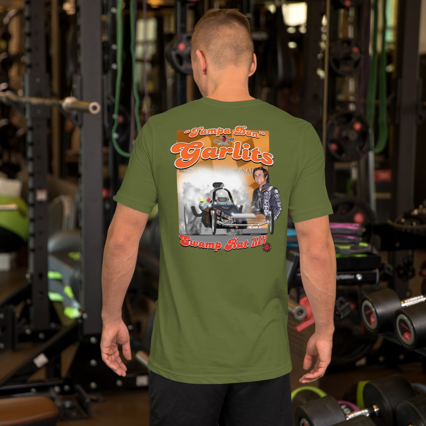 Don Garlits Swamp Rat XIV Unisex t-shirt design on back