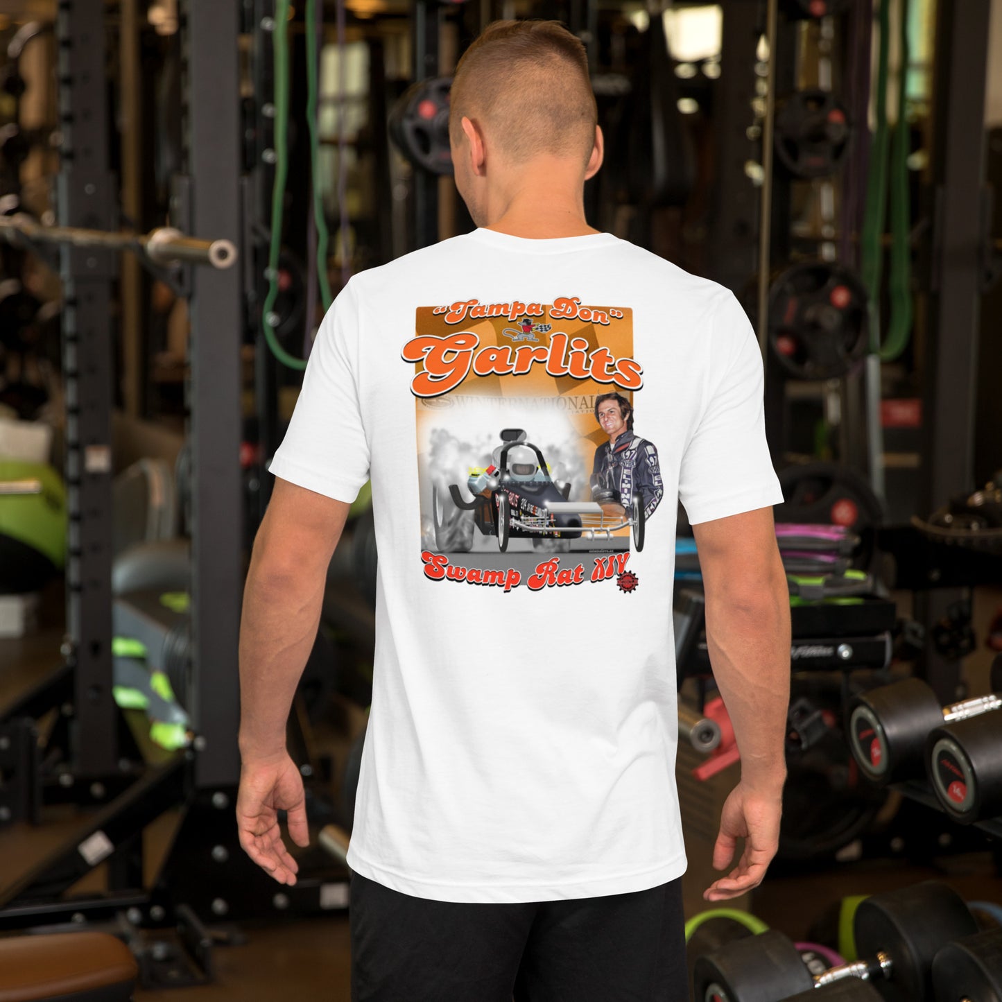 Don Garlits Swamp Rat XIV Unisex t-shirt design on back