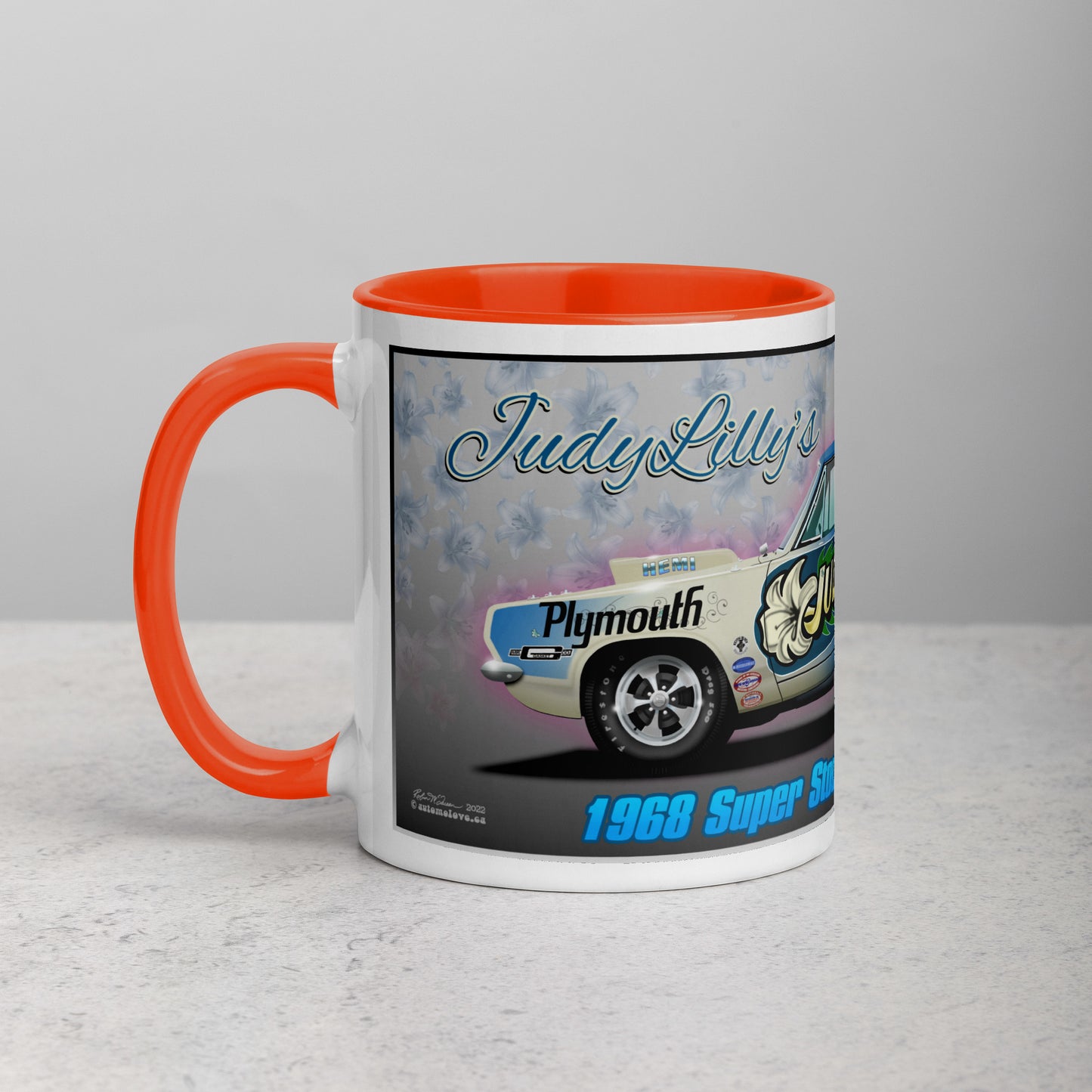Judy Lilly Flower Car Mug with Color Inside