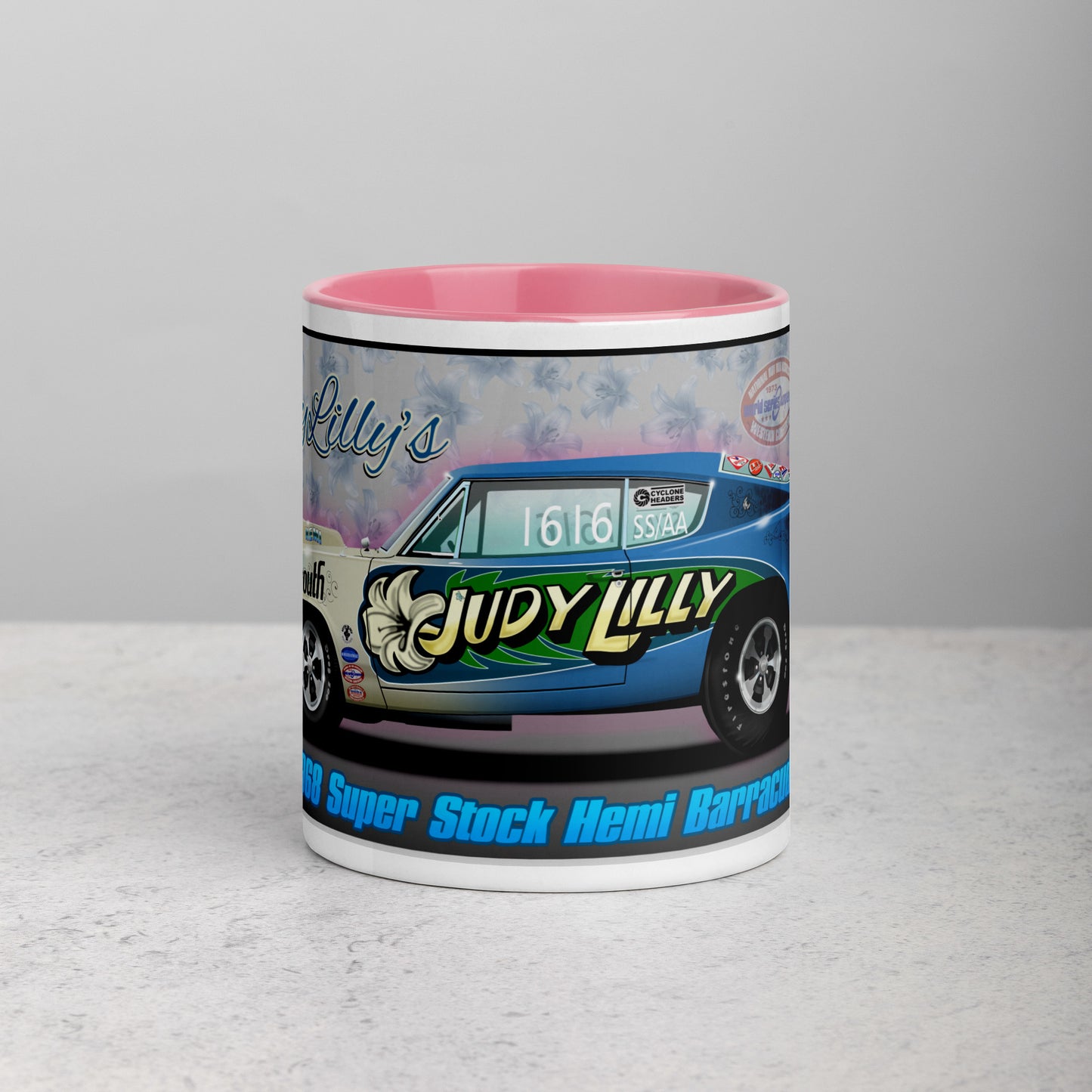 Judy Lilly Flower Car Mug with Color Inside