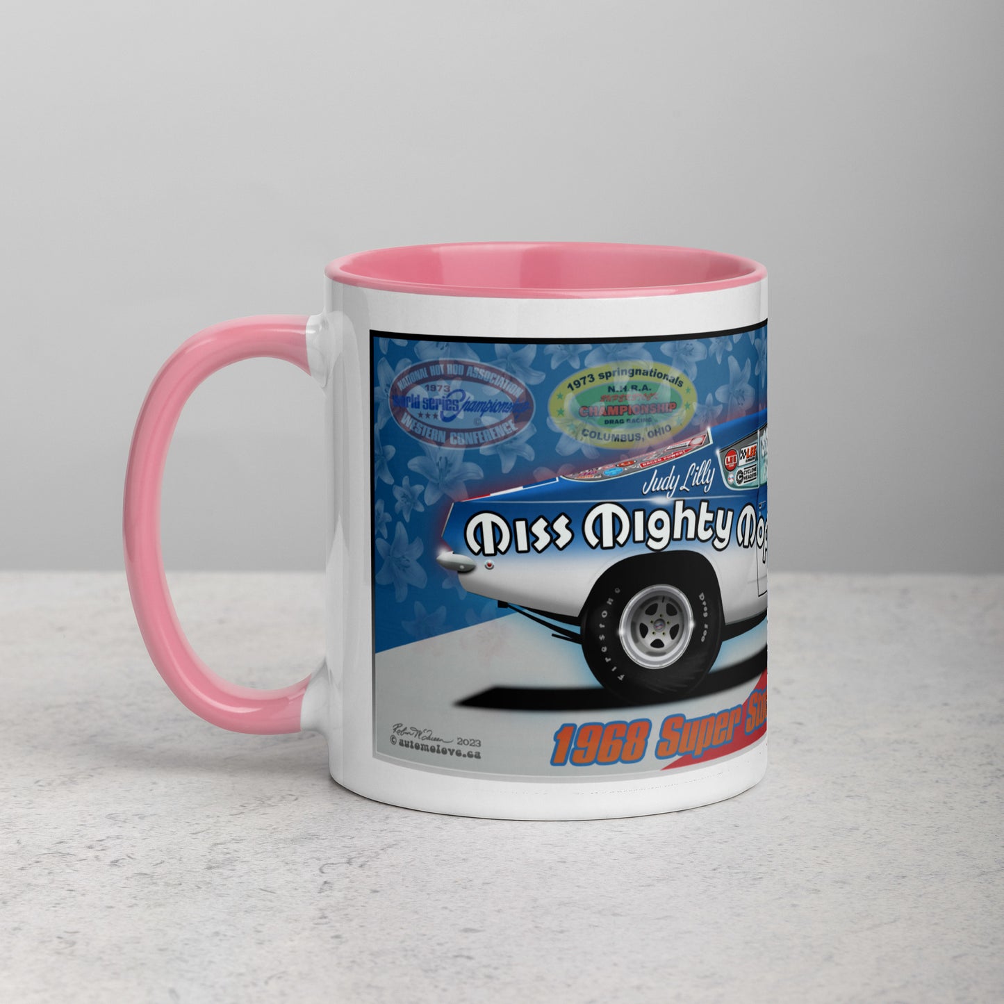 Judy Lilly Miss Mighty Mopar Mug with Color Inside